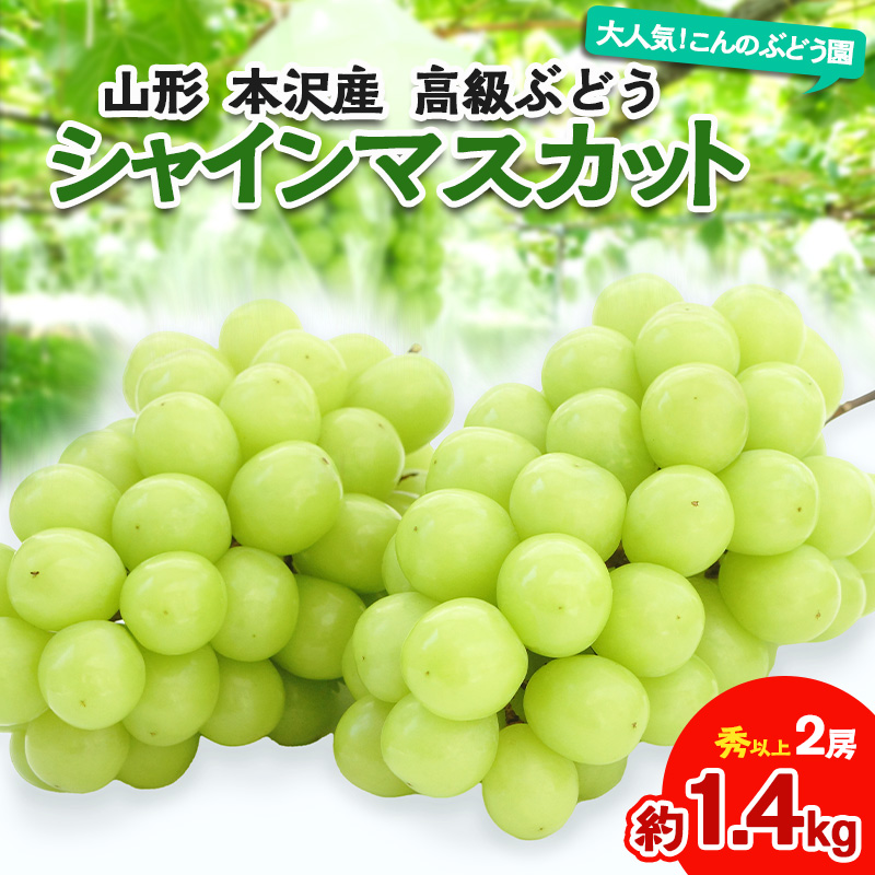 大人気！【こんのぶどう園】山形本沢産 高級ぶどう シャインマスカット 2房 【令和7年産先行予約】フルーツ くだもの 果物 山形 山形県 山形市 ぶどう 葡萄 ブドウ セット 2025年産 【令和7年産先行予約】FS24-712