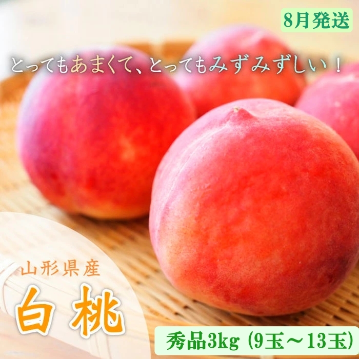 山形市産 白桃 秀品 約3kg [やや硬め]【令和8年産先行予約】FU23-035