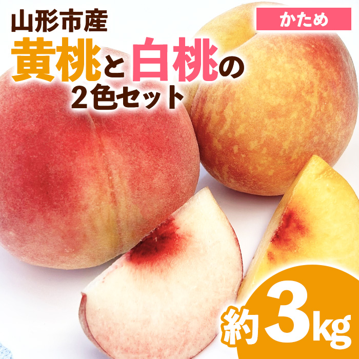 山形市産 黄桃と白桃の2色セット 秀 3kg(硬め） 【令和8年産先行予約】FS23-848