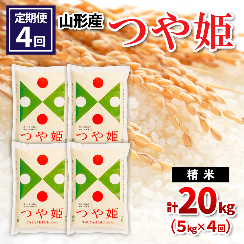 【定期便4回】山形県産 つや姫 精米 5kg×4回(計20kg) FY24-532