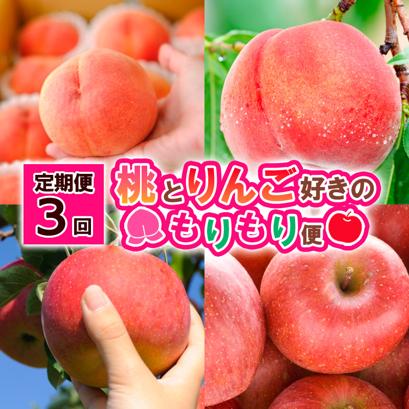 【定期便3回】桃とりんご好きのもりもり便 【令和8年産先行予約】 FS25-629