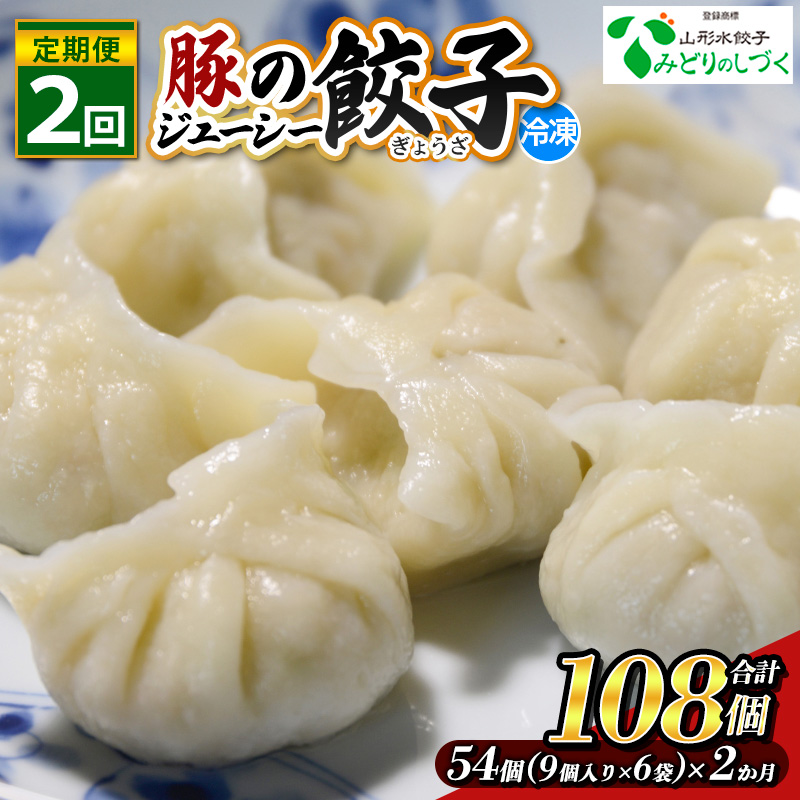 【定期便2回】豚のジューシー餃子 9個入り×6袋(54個)×2ヶ月(計108個) FZ26-737
