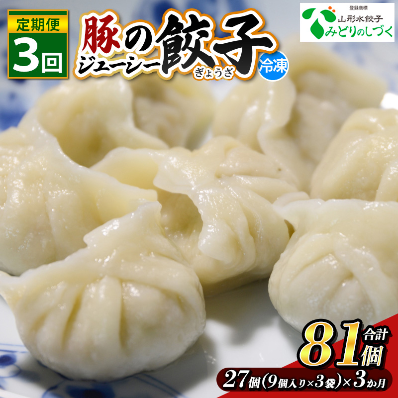 【定期便3回】豚のジューシー餃子 9個入り×3袋(27個)×3ヶ月(計81個) FZ26-738