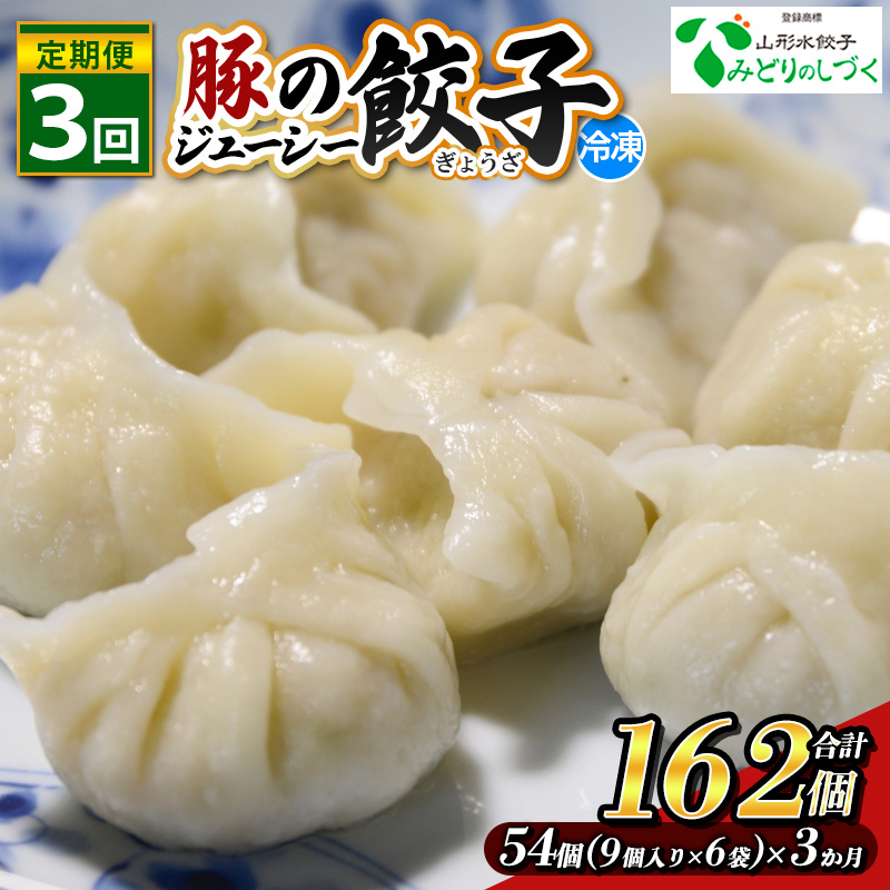 【定期便3回】豚のジューシー餃子 9個入り×6袋(54個)×3ヶ月(計162個) FY25-011