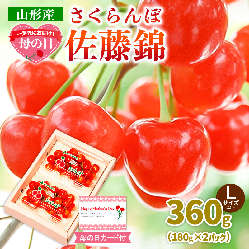 一足先にお届け！【母の日】さくらんぼ佐藤錦360gLサイズ以上(180g×2パック) 【令和8年産先行予約】FS25-013