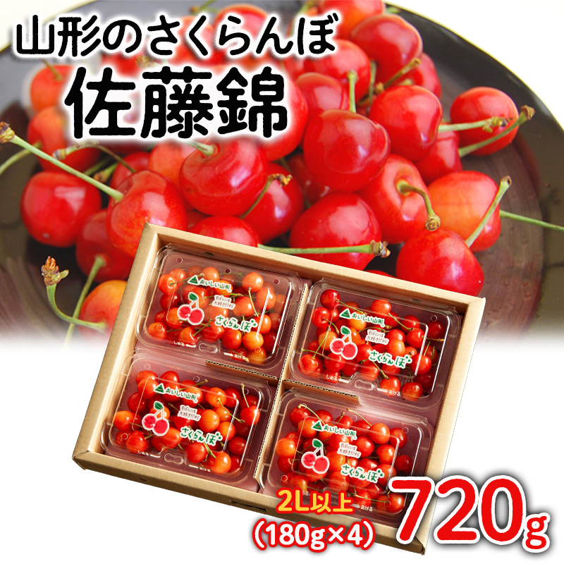 山形のさくらんぼ 佐藤錦 720g(180g×4パック) 2Lサイズ以上 【令和8年産先行予約】FS25-517