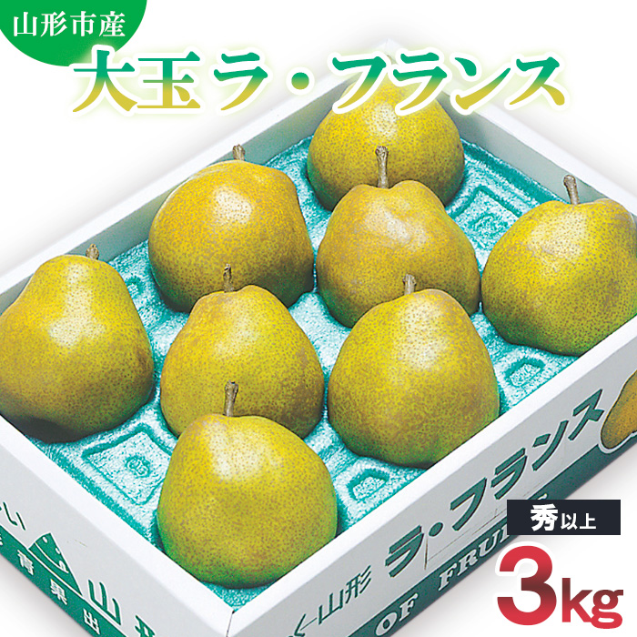 山形市産 大玉ラ・フランス 秀 以上 3kg (7玉〜10玉) FZ20-502