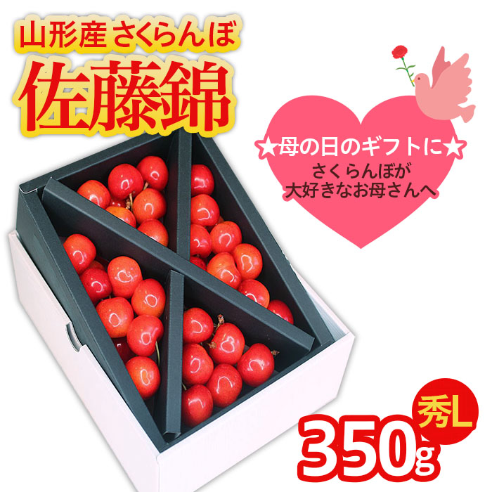 ★母の日★山形産 さくらんぼ 佐藤錦 Lサイズ 350g クロスバラ詰メッセージ付(5/4～5/10着)  【令和8年産先行予約】FS25-543