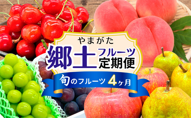 【定期便4回】やまがた 郷土フルーツ定期便 佐藤錦・やわらかめ白桃・シャインマスカットとピオーネ・りんごとラ・フランス FZ23-929