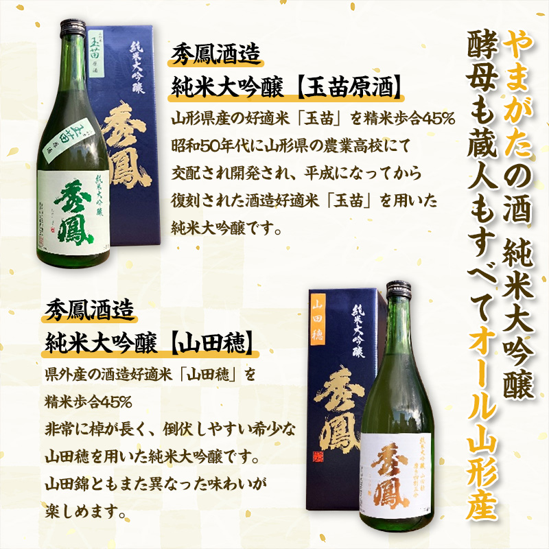 【やまがたの酒 純米大吟醸(精米歩合45%)】秀鳳酒造(玉苗原酒・山田穂)(720ml×2本) FY25-392