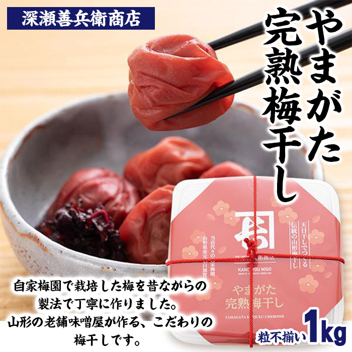 やまがた完熟 梅干し 粒不揃い 1kg FY23-740
