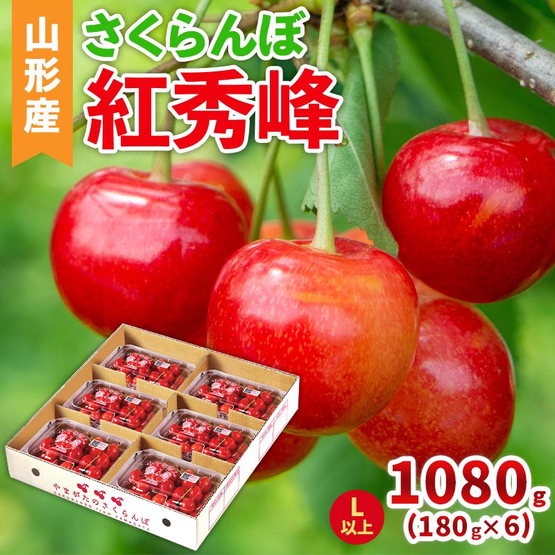 さくらんぼ(紅秀峰)Lサイズ以上 1080g(180g×6パック) 【令和8年産先行予約】FS25-043