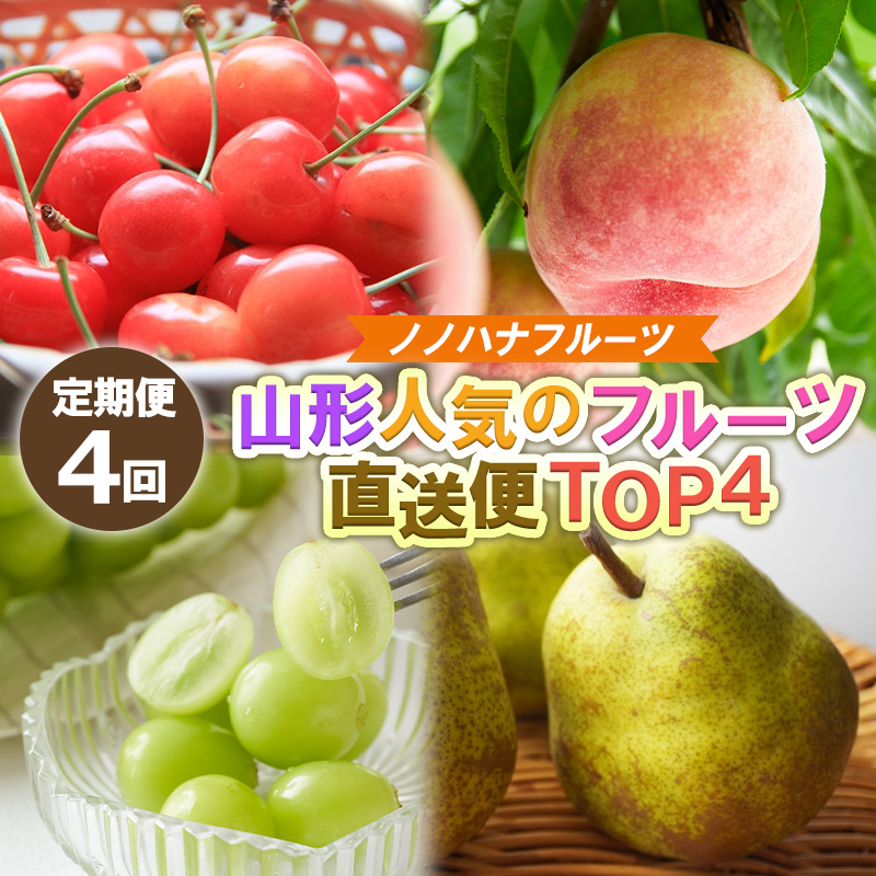 【定期便4回】ノノハナフルーツ 山形人気のフルーツ直送便 TOP４【令和8年産先行予約】FS25-070