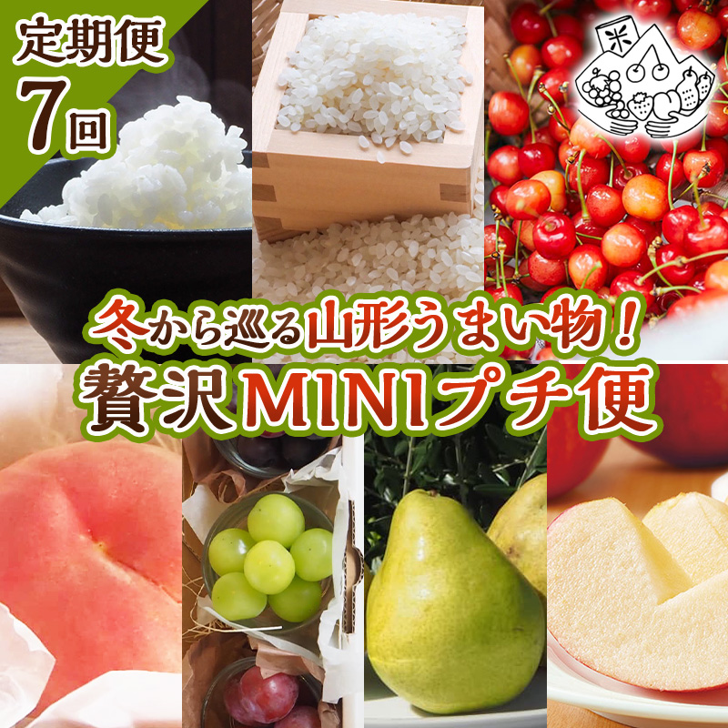 【定期便7回】冬から巡る山形うまい物！贅沢MINIプチ便【令和8年産先行予約】FS25-106 くだもの 果物 フルーツ 山形 山形県 山形市 2026年産