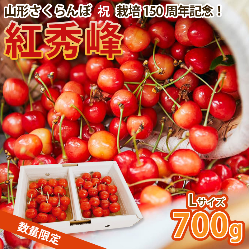 山形さくらんぼ (祝)栽培150周年記念！紅秀峰 700g L玉 数量限定！【令和8年産先行予約】FS25-112 くだもの 果物 フルーツ 山形 山形県 山形市 2026年産