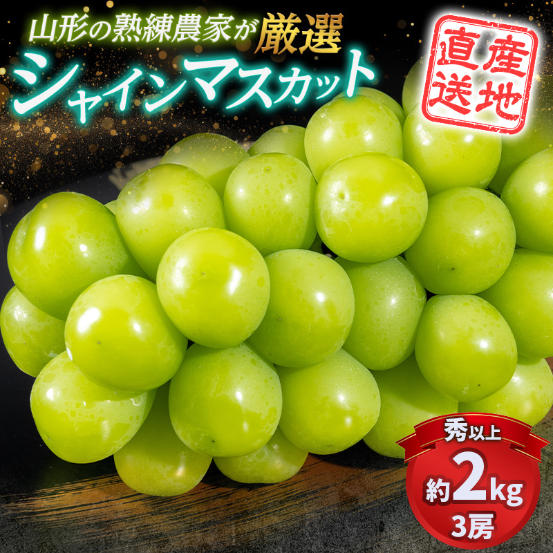 大人気！【こんのぶどう園】山形本沢産 高級ぶどう シャインマスカット 3房【令和8年産先行予約】FS25-721