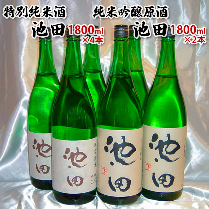 純米吟醸原酒池田 1800ml 2本 特別純米酒池田 1800ml 4本 合計6本セット FY22-570