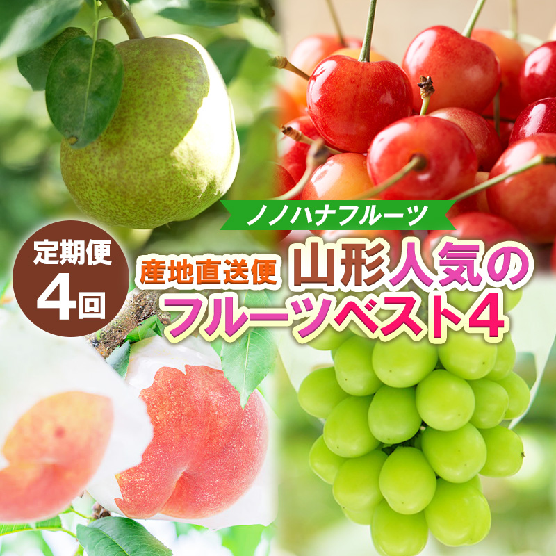 【定期便4回】産地直送便 山形人気のフルーツベスト4 FY25-332