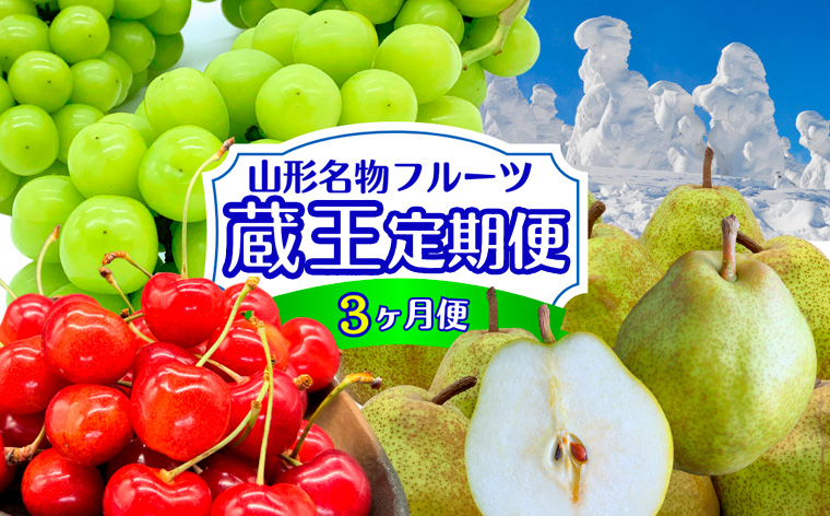 【定期便3回】やまがた フルーツ定期便 ”蔵王” 山形名物フルーツ [佐藤錦・シャインマスカット・ラ・フランス] FZ24-528