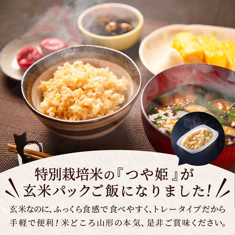【定期便5回】やまがた玄米パックごはん 150g×9個  (つや姫) ラベルレス 訳あり 山形 パックライス 備蓄 保存 FZ25-165