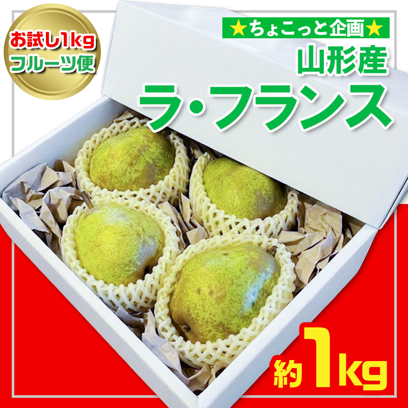 【お試し1kgフルーツ便】★ちょこっと企画★ラ・フランス 秀品 約1kg(2～4玉程度) FY26-053