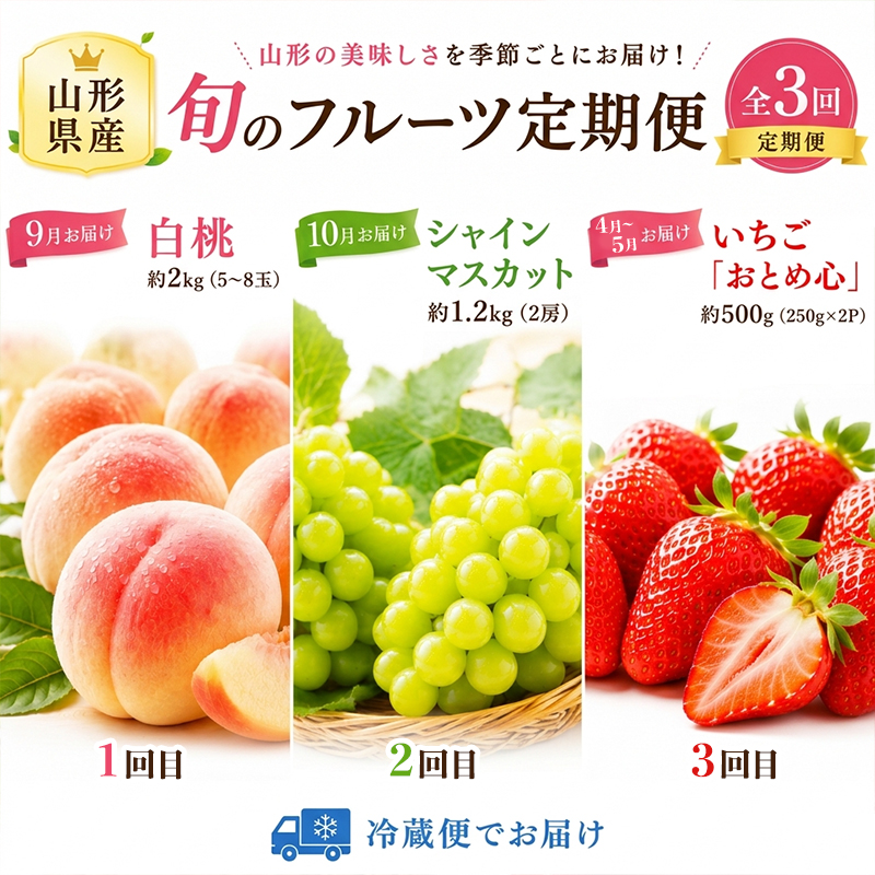 【定期便3回】果樹園の推し果実３選 果樹園が選んだ、旬の自信作 FY26-184