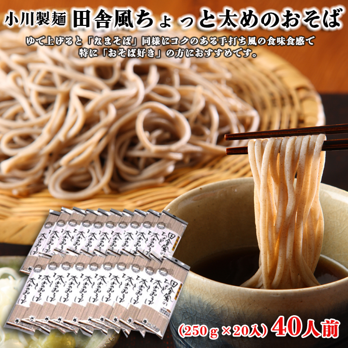 【小川製麺】田舎風ちょっと太めのおそば 250g×20入(約40人前) FZ18-428