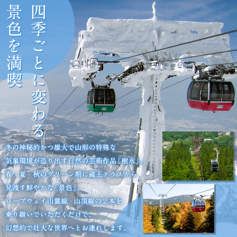 蔵王ロープウェイ乗車券(4区間券)引換券 FZ22-869 蔵王 旅行 山形 山形県 リフト ロープウエイ 樹氷 チケット