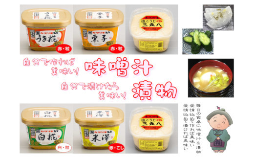 カクリキ 味噌人気ベスト4＆塩こうじ三五八お試しセット 味噌 漬物 塩糀
