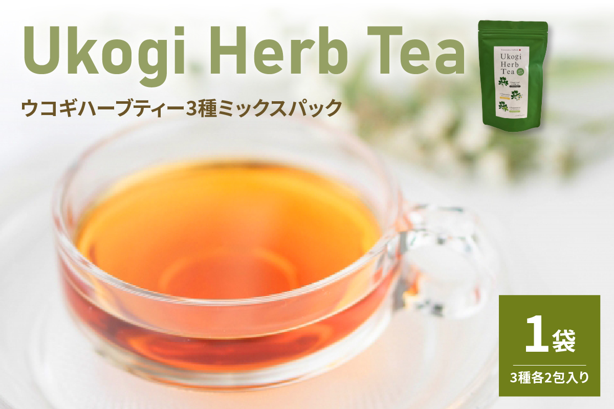 Ukogi Herb Tea ( ウコギハーブティー ) 3種 ミックスパック ウコギ100% カモミールブレンド ペパーミントブレンド 各2個 計6個入り ティーバッグ