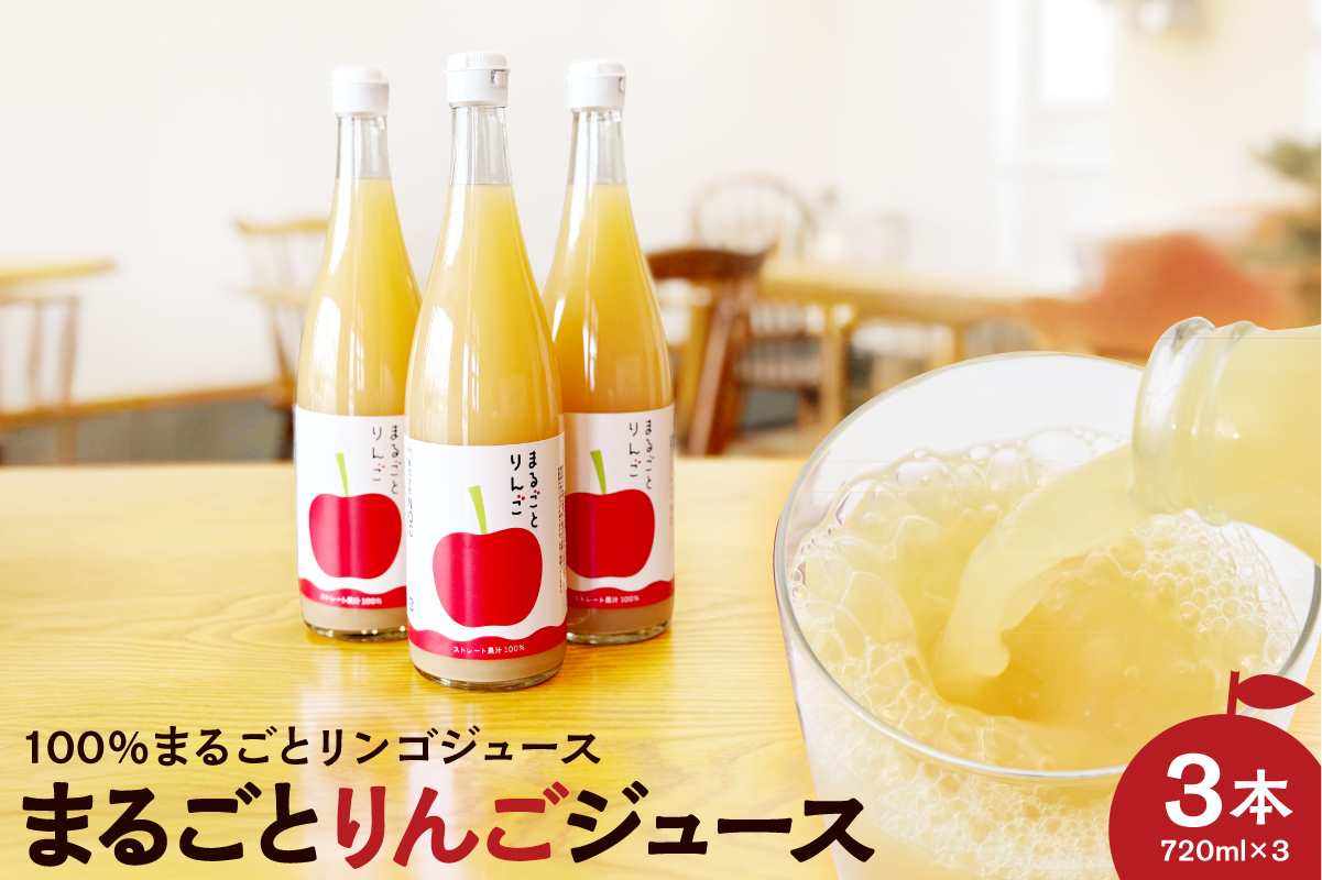 果汁 100% まるごと りんご ジュース 720ml 3本セット