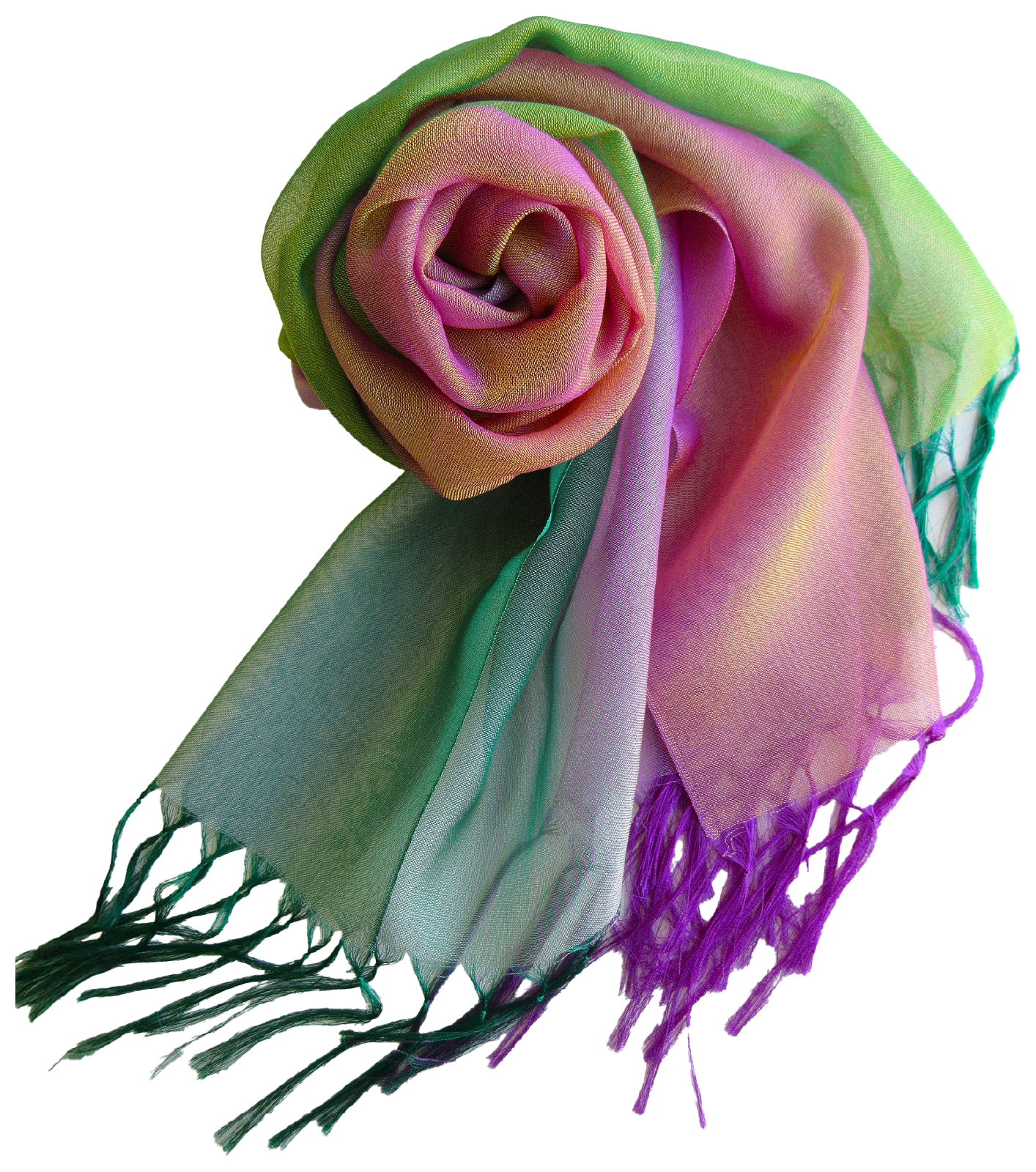 米沢織 高級絹ストール ピーコック 1枚 ( (薄紫緑  ) ストール 正絹 高級 伝統織物