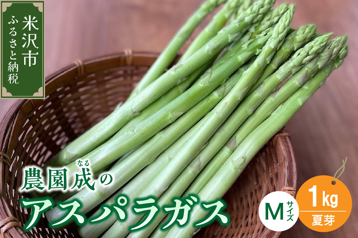 《 先行予約 》【 令和8年産 夏芽 】 アスパラガス M 1kg （ 細物 M以下 ）〔 2026年 7月中旬頃 ～ 発送予定 〕 アスパラ 野菜 農園成 産地直送 農家直送 2026年産