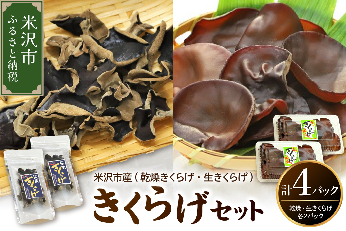 《先行予約》【 期間限定 】 きくらげ セット 計 4セット（ 生きくらげ 2パック 乾燥きくらげ 2袋 ）〔 2026年 6月 ～ 10月 中旬頃お届け 〕 米沢産 きくらげ きのこ 冷蔵