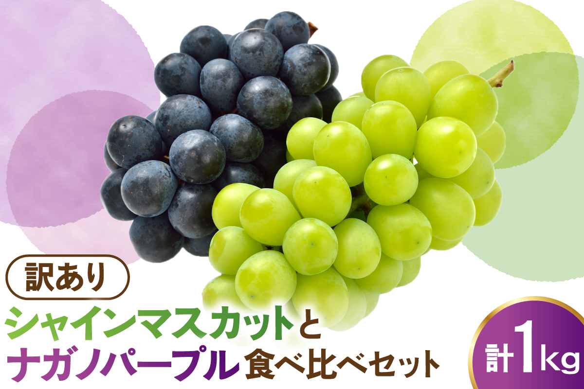【先行予約】 令和8年産 訳あり シャインマスカット ナガノパープル 食べ比べ セット 1kg 2026年9月上旬頃～お届け予定