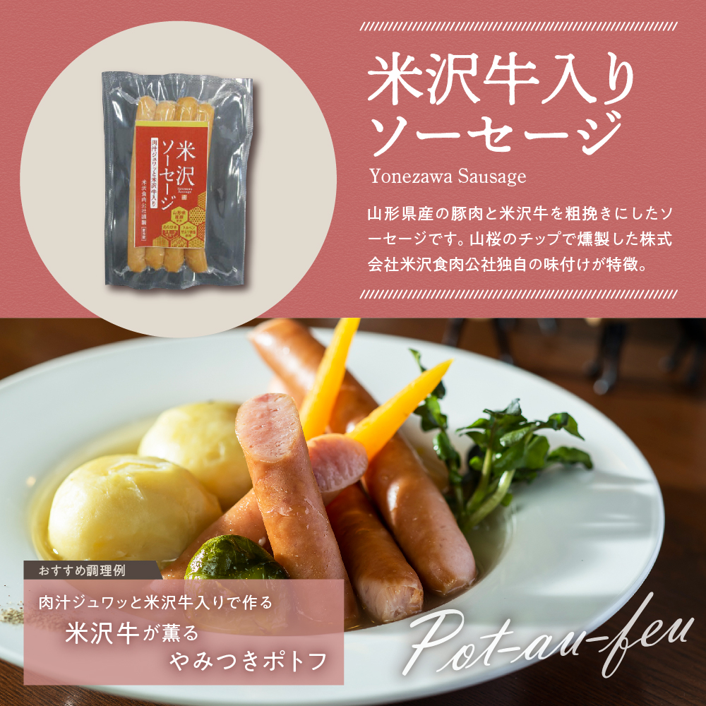 米沢ソーセージ ・ ロースハムスライス セット ロースハム ハム ソーセージ 4種 (米沢牛 オニオン 牛タン チョリソー) スライス 国産 詰合せ 和牛 牛肉 ブランド牛 豚肉 送料無料 山形県 米沢市