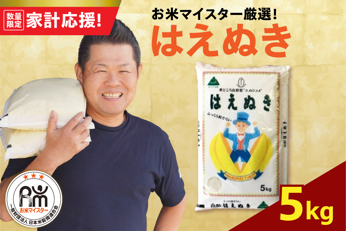令和7年産 はえぬき 5kg（5kg×1袋）お米マイスター厳選米 2025年産