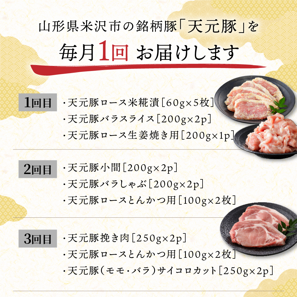 【定期便】 8ヶ月定期便 天元豚 セット 全8回 豚肉 ロース バラ 小間 モモ 挽き肉 便利 小分け 冷凍 豚肉 しゃぶしゃぶ 焼肉 とんかつ 定期 コース 食べ比べ 詰め合わせ ブランド豚 ロース ひき肉 小間 バラ モモ 豚 スライス サイコロ おかず お取り寄せ 東北 山形県 米沢市