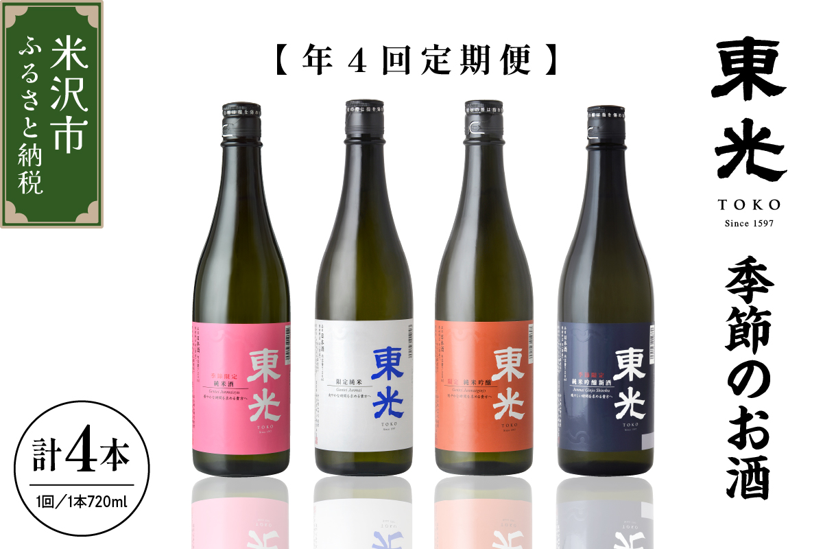 【先行予約】 定期便 小嶋総本店 東光 季節のお酒 720ml × 1本 × 4回 計4本 純米酒 花見酒 純米 夏酒 純米吟醸酒 ひやおろし 純米吟醸新酒 しぼりたて