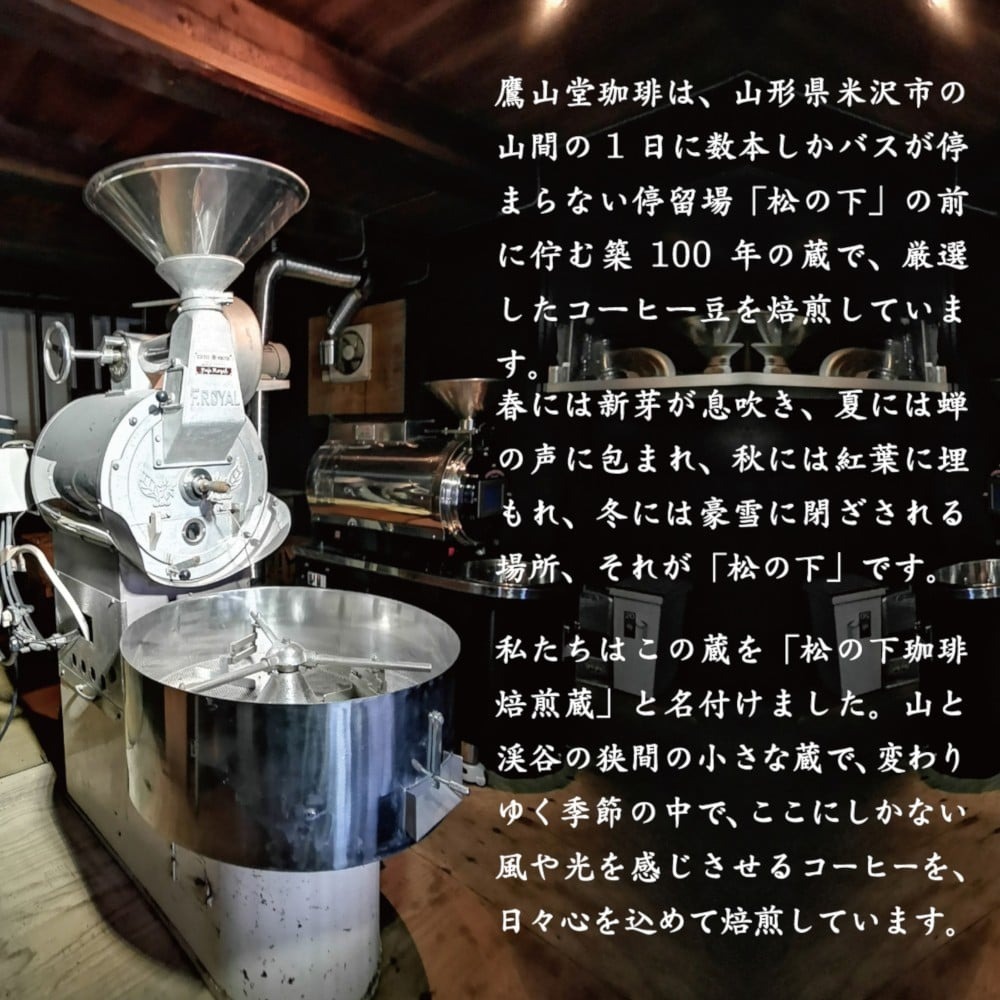【3ヶ月定期便】 鷹山堂蔵造り焙煎コーヒー豆 2種類各100g（計200g）/月