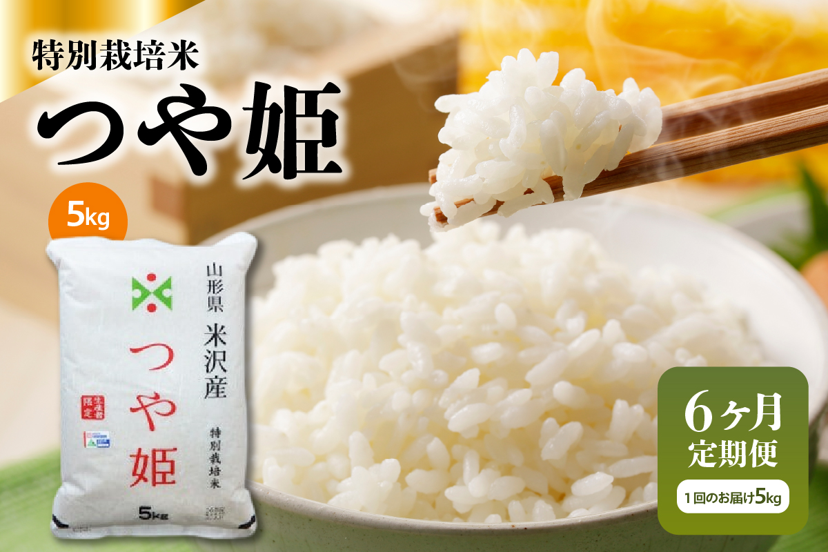 【6ヶ月定期便】 令和7年産 特別栽培米 つや姫 5kg × 6ヶ月 計30kg 山形県 米沢産 精米