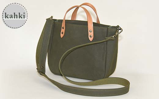 帆布 ショルダーバッグ 革手付 カーキ （9号帆布） かしわや鞄店  F3S-2465