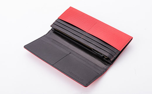 新庄亀綾織「長財布」 赤 レッド さいふ サイフ 贈り物 ギフト プレゼント 山形県 新庄市  F3S-0912