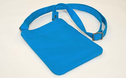 帆布 スマホショルダーバック 前ポケット付 ブルー （8号帆布） かしわや鞄店  F3S-2471