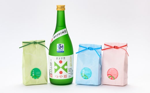 純米吟醸「つや姫」・米セット（純米吟醸「つや姫」720ml、つや姫・雪若丸・ミルキークイーン 各種 精米2合） 山形県 新庄市  F3S-1226