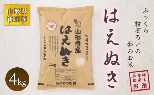 【令和7年産】米食味鑑定士厳選 新庄産 はえぬき 4kg 米 お米 おこめ 山形県 新庄市  F3S-0058