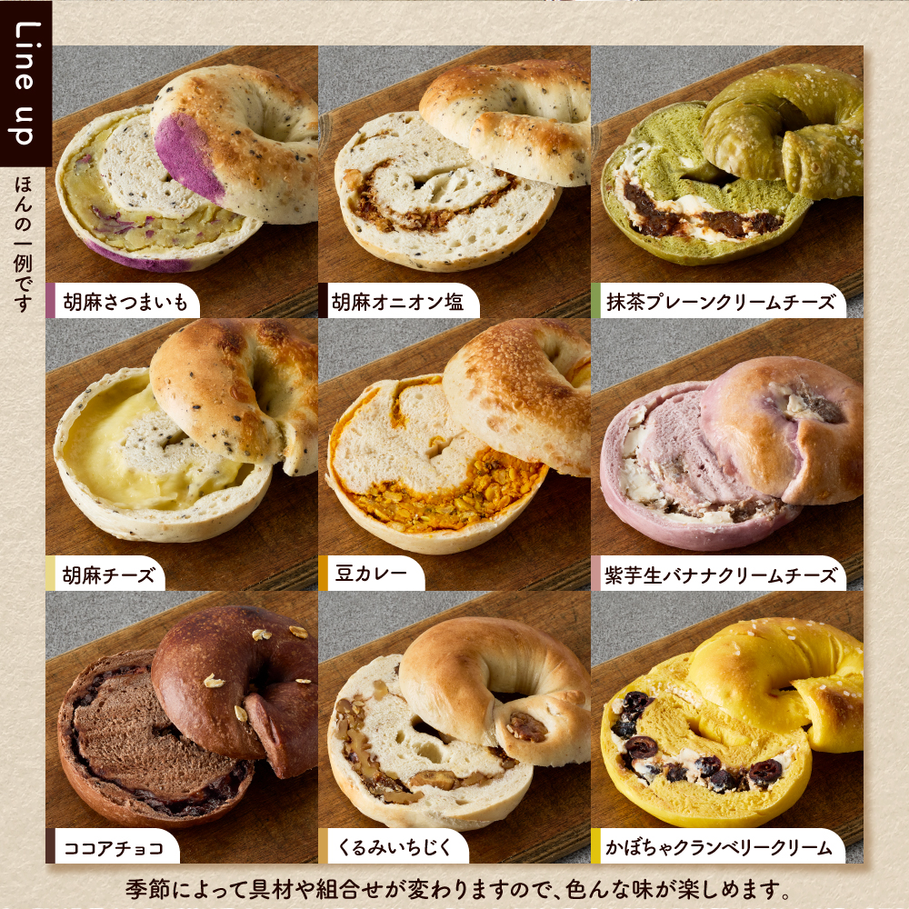 【隔月定期便】おすすめベーグル 9個セット×6回 詰め合わせ 山ベーグル＆CoffeeStand提供 山形県 東根市 hi086-007