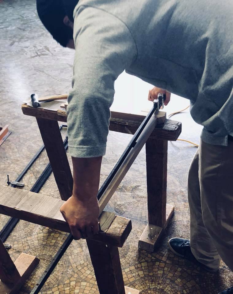 キノコスツール (イエローチェック) 1脚 hi051-010