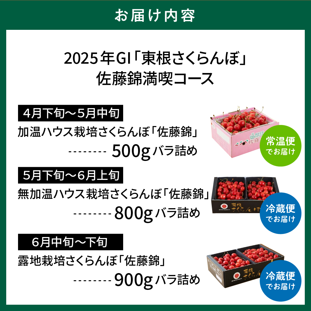 【2025年産 先行予約】 GI「東根さくらんぼ」 佐藤錦 満喫 コース (2025年4月下旬～5月中旬からスタート) 山形県 東根市　hi001-032-2