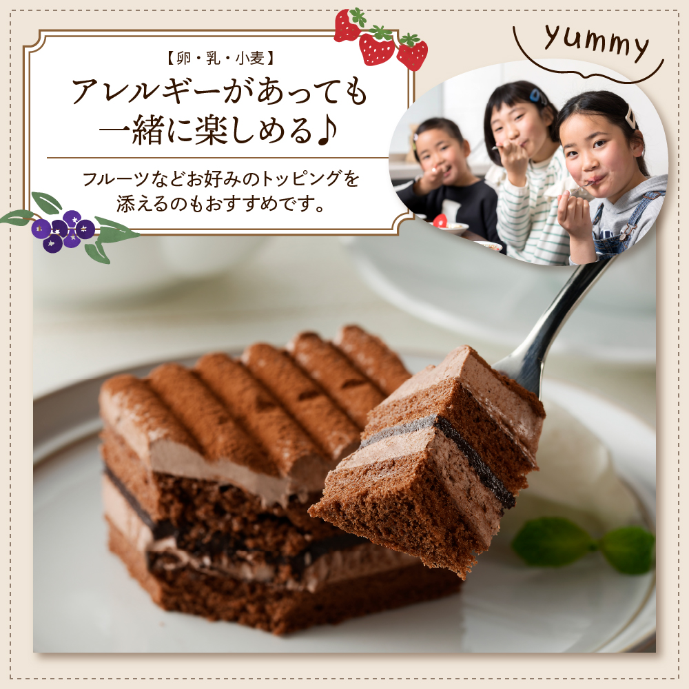 【期間限定】卵・乳・小麦不使用【フレンズチョコケーキ × 3箱】 スイーツ ケーキ チョコ チョコレート 山形県 東根市 日東ベスト 3箱　hi010-021